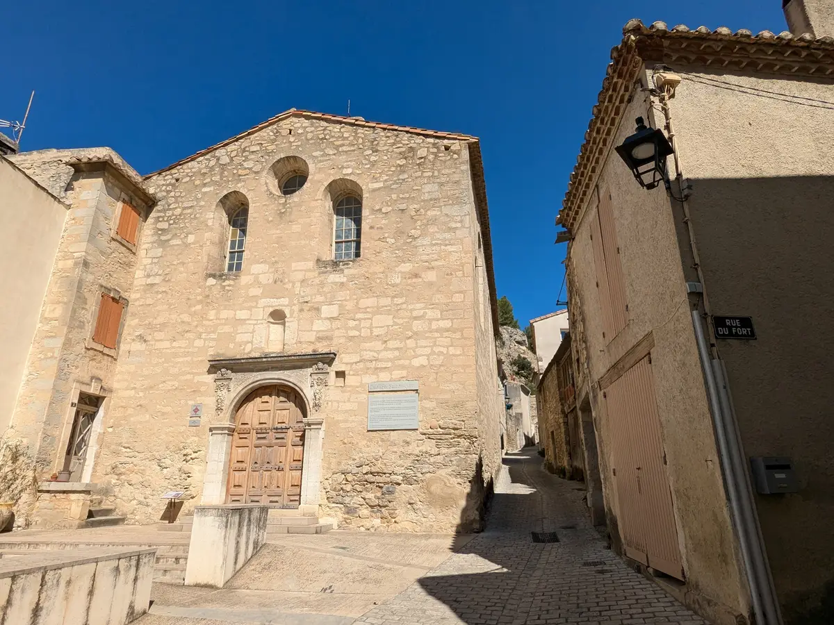 Facade of the former church of Sainte-Anne in Boulbon, rue du Fort, now a cultural centre