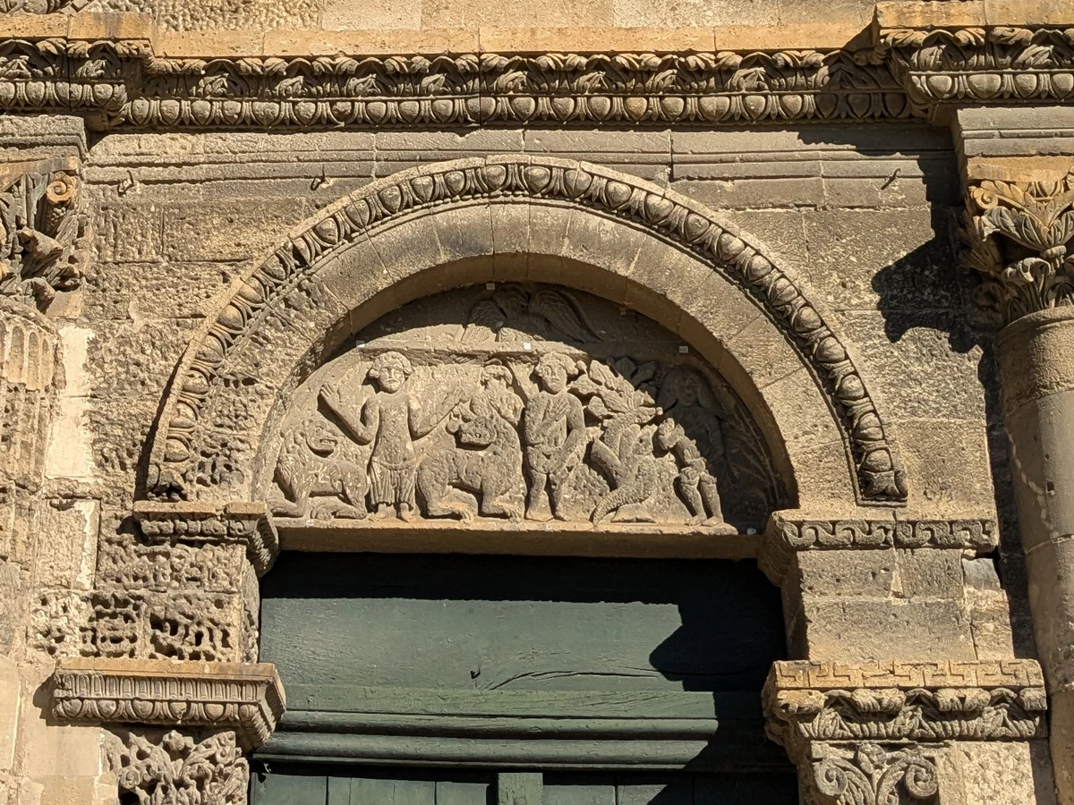 Sculpted tympanum of Saint Gabriel Chapel in Tarascon