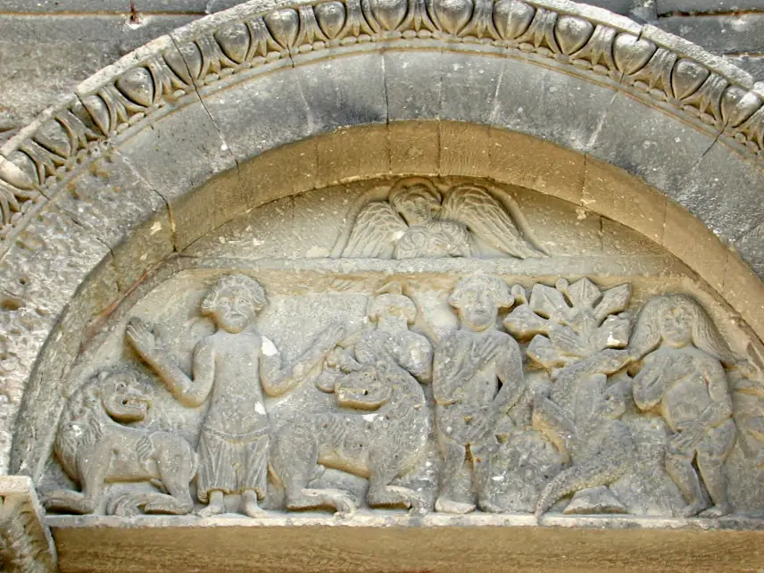 Sculpted tympanum of Saint Gabriel Chapel in Tarascon