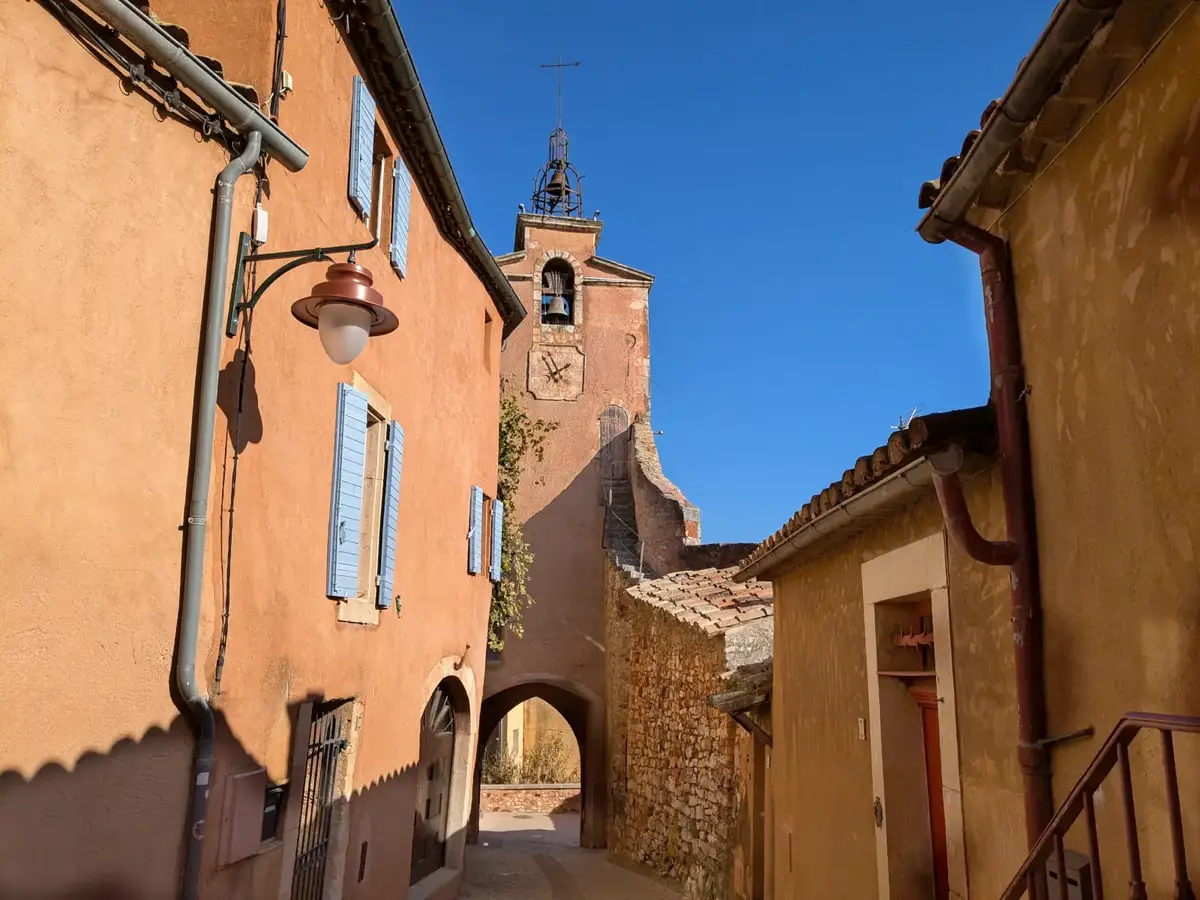 Roussillon belfry above the former gateway to the castrum