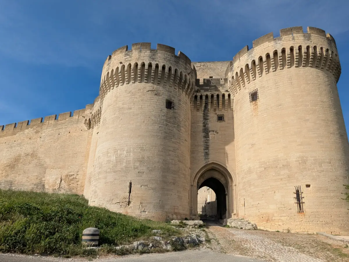Twin towers and entrance gate of Fort Saint-André in Villeneuve-lès-Avignon